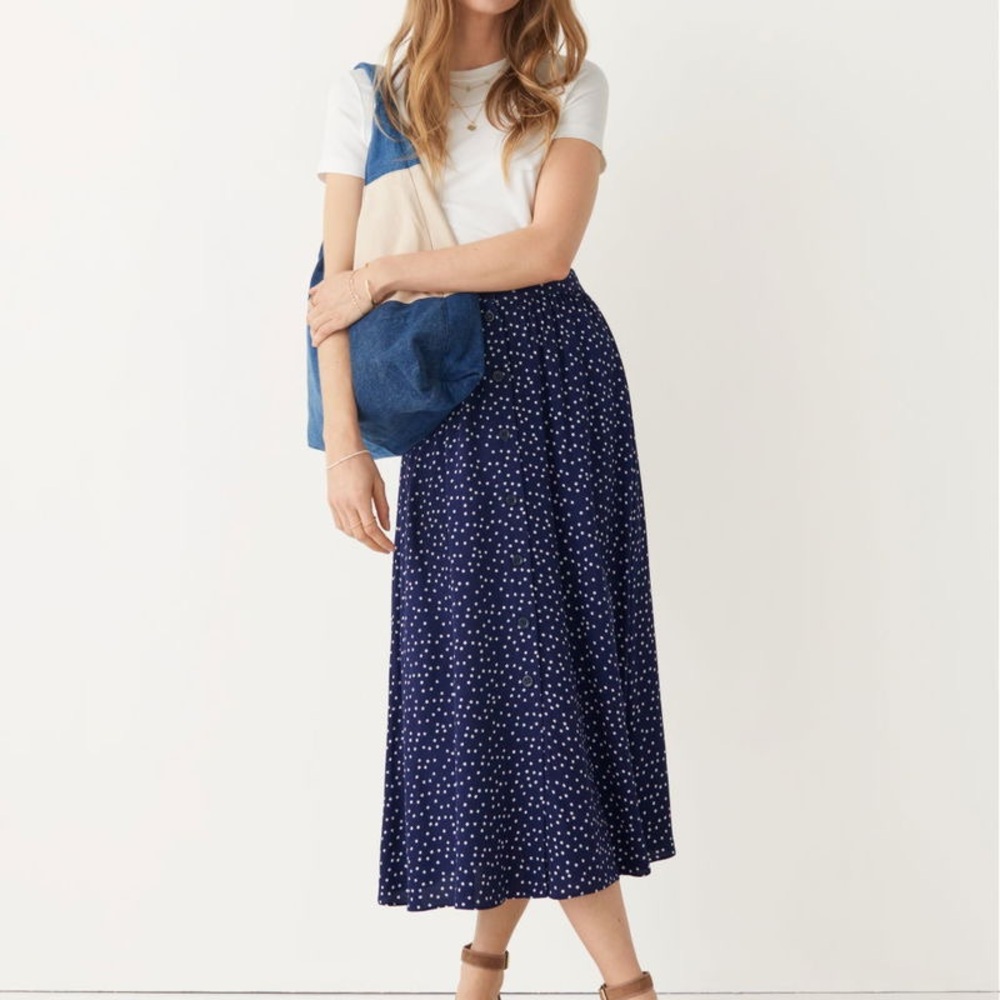NWT &Other Stories Navy Floral Skirt Buttoned